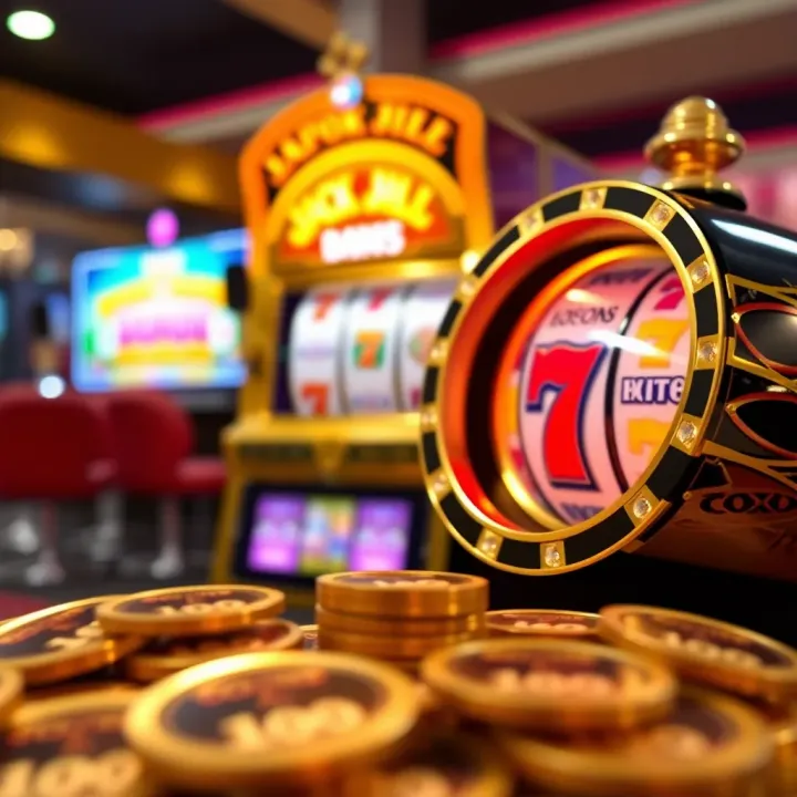 Illustration of bonus coins and spinning slot machine representing wagering rules and tips