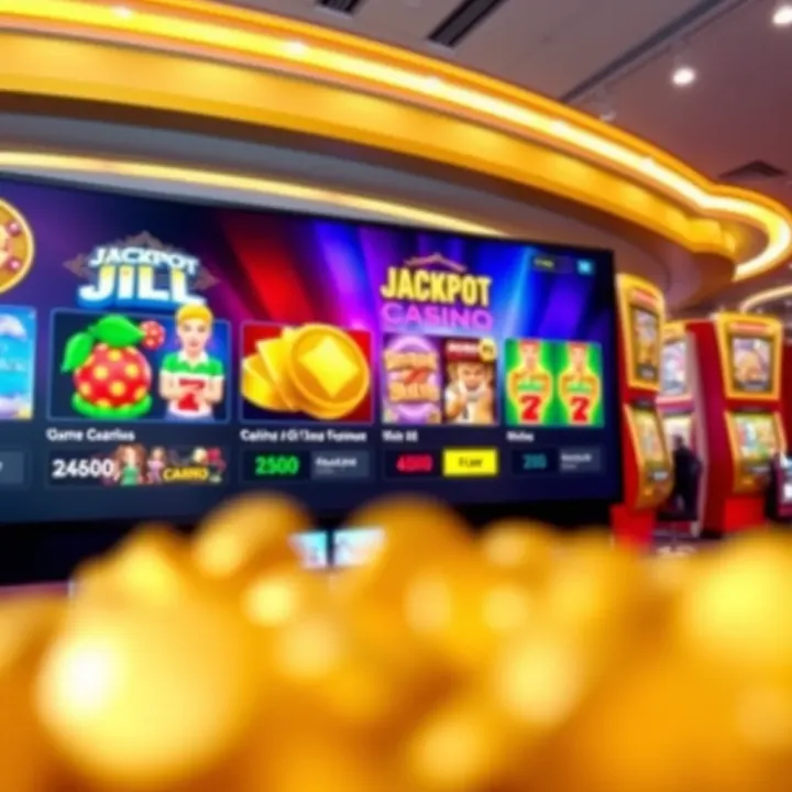 Jackpot Jill Casino Game Selection Showcase Colorful online casino interface with various slot games on display