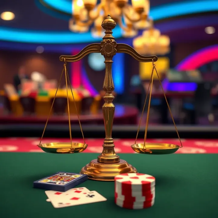Fairness and Transparency in Jackpot Jill Casino Games Illustration of fair online casino game with balanced scales and playing cards