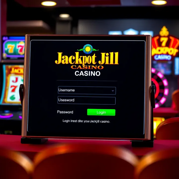 Jackpot Jill Casino Login Screen Overview User interface screen showing Jackpot Jill Casino login form with username and password fields