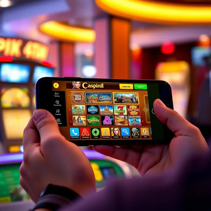 Navigating Jackpot Jill Casino on Mobile Devices Mobile device displaying Jackpot Jill Casino interface with game icons and navigation menu