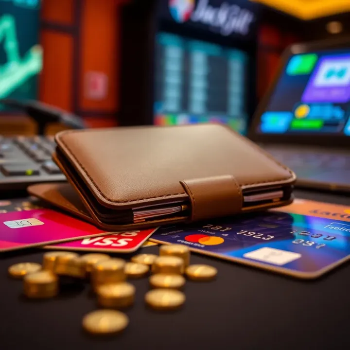 Digital wallet and credit cards representing secure payment options for online casino