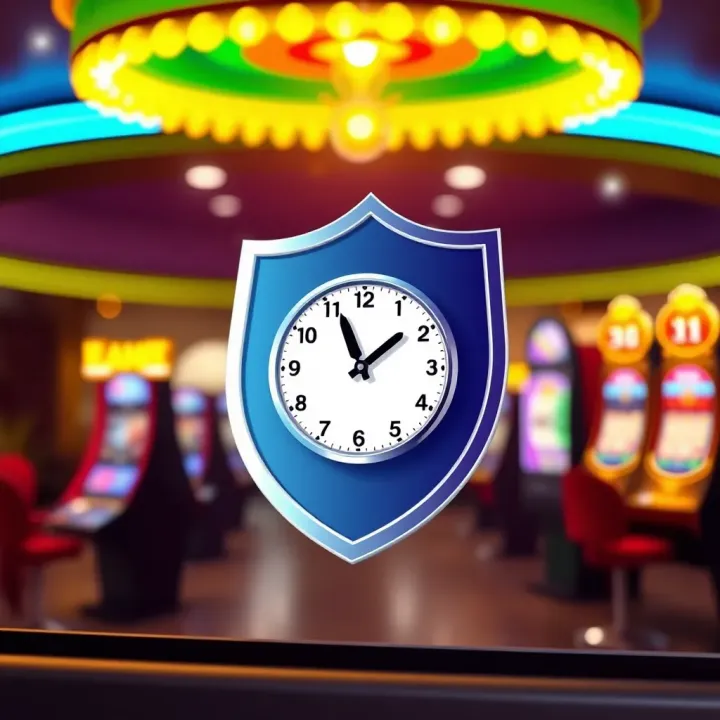 Verification and Withdrawal Timeframes at Jackpot Jill Casino Illustration of a secure online transaction with a shield and clock representing verification procedures and withdrawal times