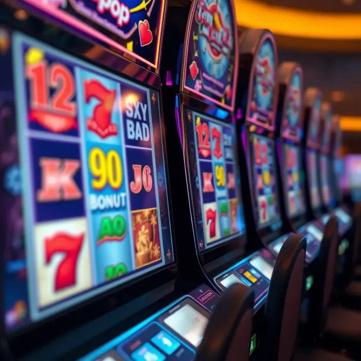 Bright slot machine display highlighting jackpot bonus features
