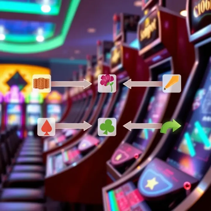 Illustration of strategic decision-making with gaming icons and arrows depicting choices during jackpot scenarios
