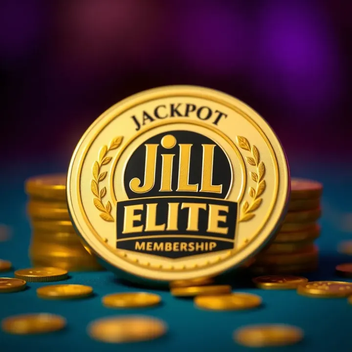 Jackpot Jill Elite Membership Exclusive Benefits Exclusive rewards and benefits for Jackpot Jill Elite Members showcased with a VIP badge and golden coins