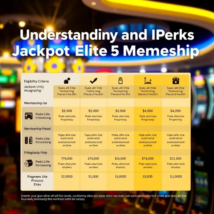 Illustration of eligibility criteria and membership tiers for Jackpot Jill Elite program with highlighted perks