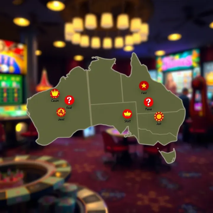 Australian map with gambling icons indicating regulatory zones