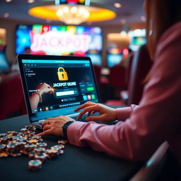 Accessing Your Jackpot Jill Account Securely User accessing Jackpot Jill online account on a secure laptop