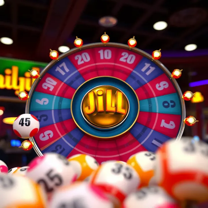 Illustration of a lottery wheel with numbered balls representing Jackpot Jill draws