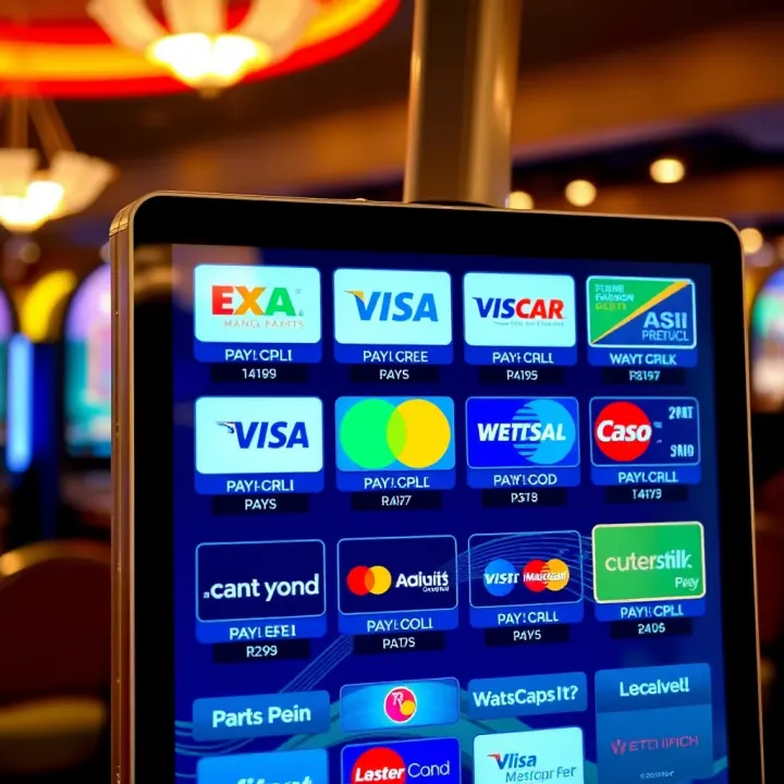 Multiple payment options for Australian players displayed on a digital screen