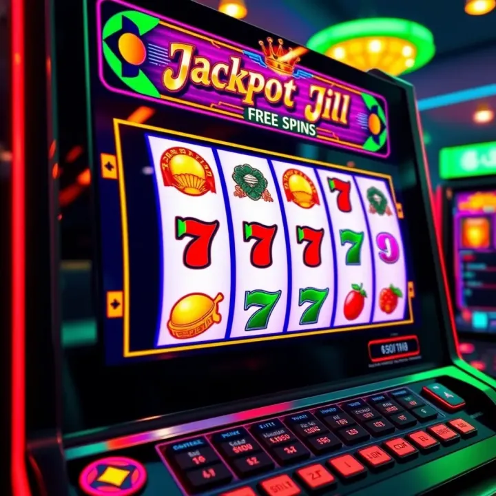 Jackpot Jill Slot Featuring Free Spins Bonus Activation Jackpot Jill slot machine screen showing vibrant reels with free spins bonus feature activated