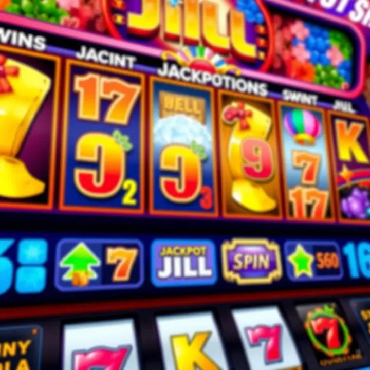 Jackpot Jill Online Slot Interface with Vibrant Symbols Colorful Jackpot Jill slot game screen showing reels with vibrant symbols and jackpot icons