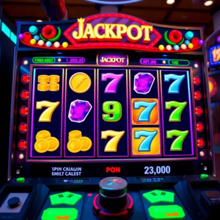 Jackpot Jill Slot Gameplay Display Jackpot Jill slot game interface showing vibrant reels with symbols of gems, coins, and lucky sevens
