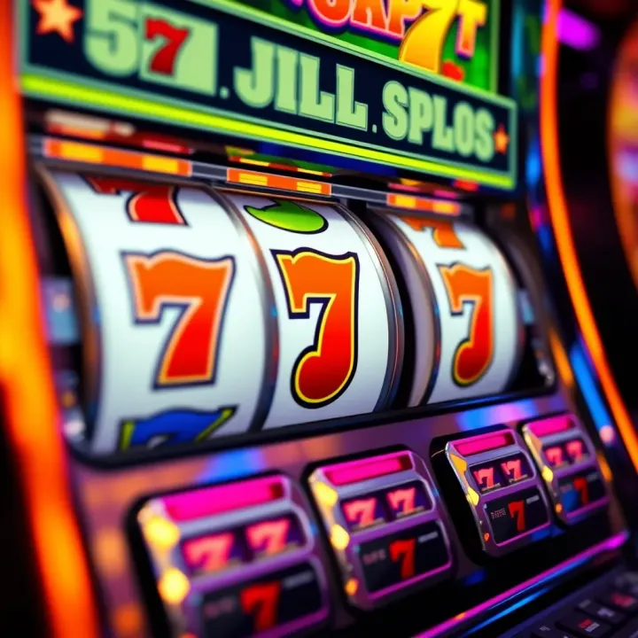 Slot machine reels displaying vibrant symbols and the Jackpot Jill logo