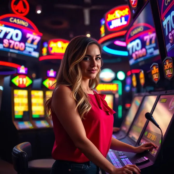 The Streaming Impact of Jackpot Jill Digital streaming setup with glowing screens reflecting the online slots community