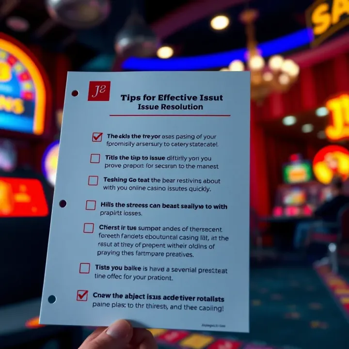 Tips for Effective Issue Resolution at Jackpot Jill Casino Checklist highlighting tips for resolving common online casino issues quickly