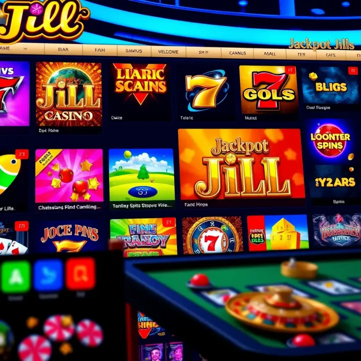 Colorful online casino interface showcasing a variety of slot games and table games
