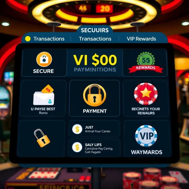 Secure Transactions and Exclusive VIP Rewards at Jackpot Jill VIP Casino Secure payment icons and VIP rewards graphics illustrating Jackpot Jill VIP Casino's user benefits