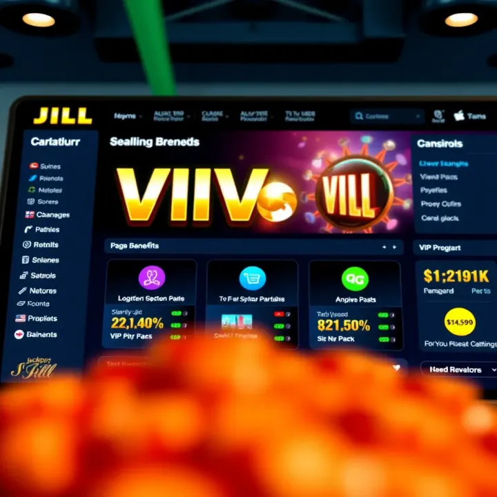 Jackpot Jill VIP Dashboard and User Navigation Dashboard displaying Jackpot Jill VIP program benefits and user navigation options