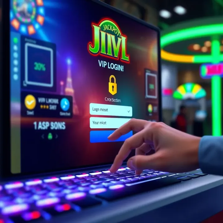 User entering secure login credentials on a vibrant casino platform interface