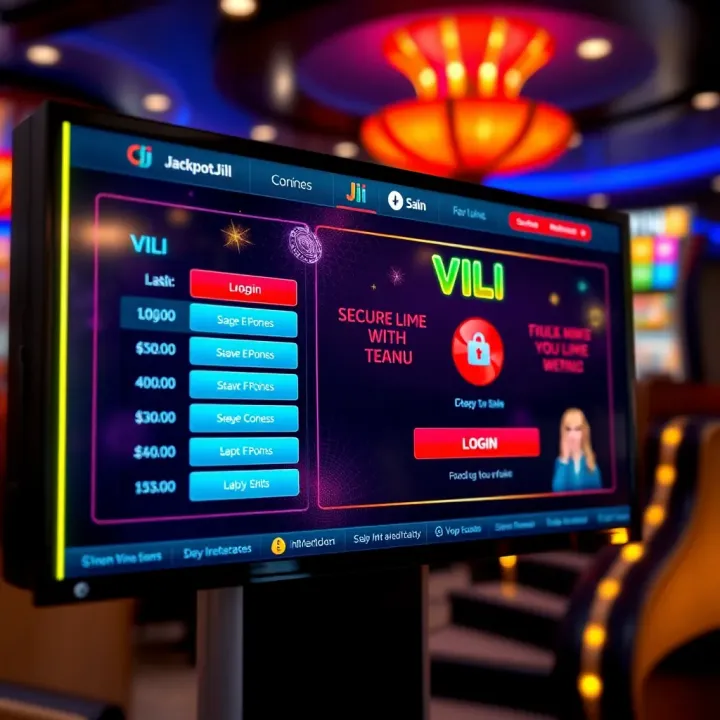 Jackpot Jill VIP Login Interface for Australian Players User interface showing Jackpot Jill VIP login screen with secure access options