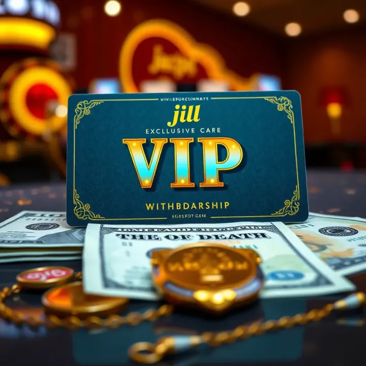 Exclusive VIP Withdrawal Benefits at Jackpot Jill VIP membership card and cash symbolizing exclusive withdrawal privileges
