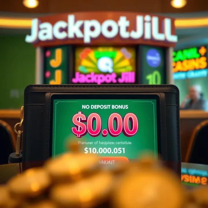 JackpotJill No Deposit Bonus Credit Display A digital wallet displaying bonus credits after redeeming a no deposit offer