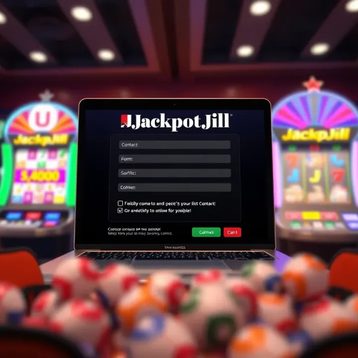 Secure online contact form on JackpotJill website for submitting customer questions and concerns