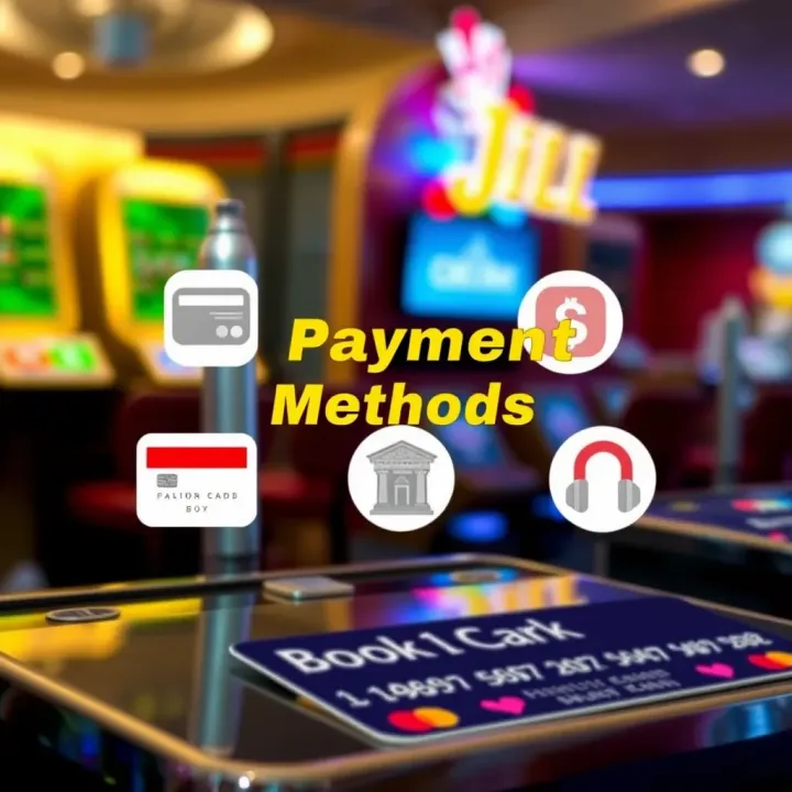 Illustration showing various payment method icons including credit cards, e-wallets, and bank transfers