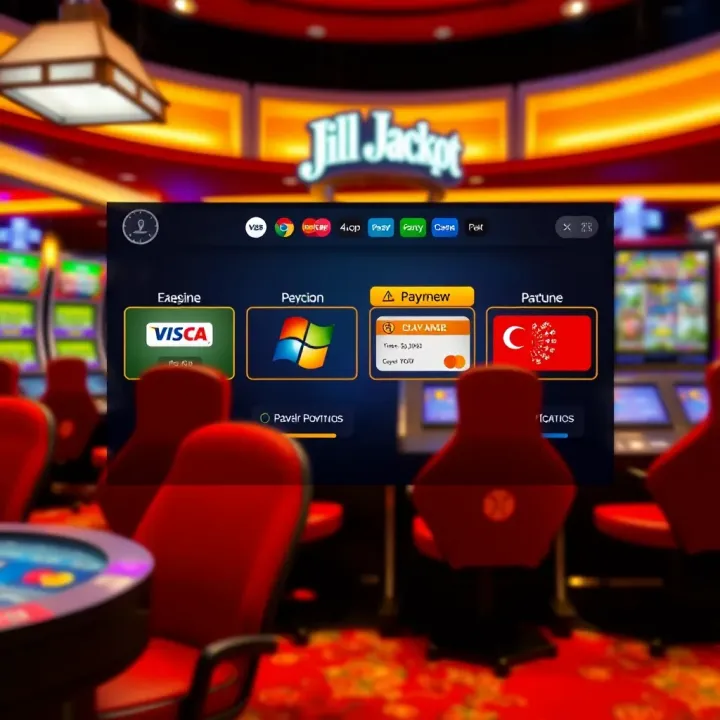 Flexible Payment Methods at Jill Jackpot Casino Digital interface showing various payment options available for online casino transactions