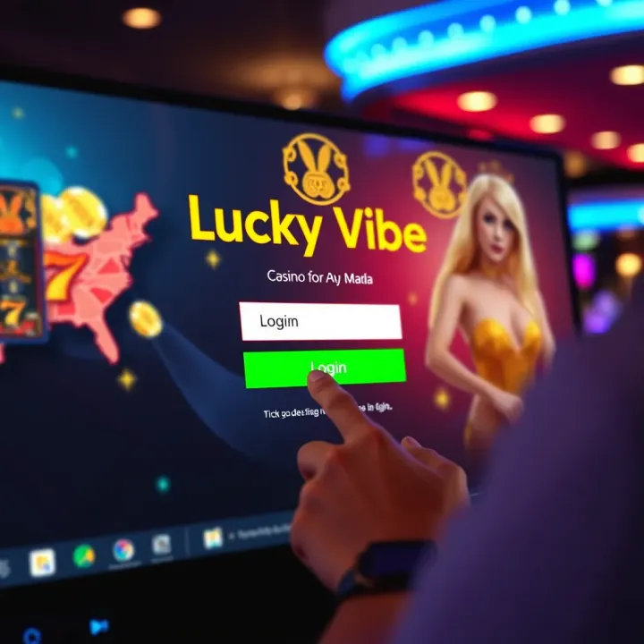 User entering login credentials on Lucky Vibe Casino website in Australia
