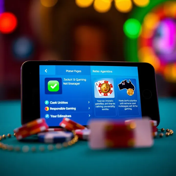 Mobile Access and Responsible Gaming at Jackpot Jill Casino Mobile device displaying Jackpot Jill Casino interface with responsible gaming reminders