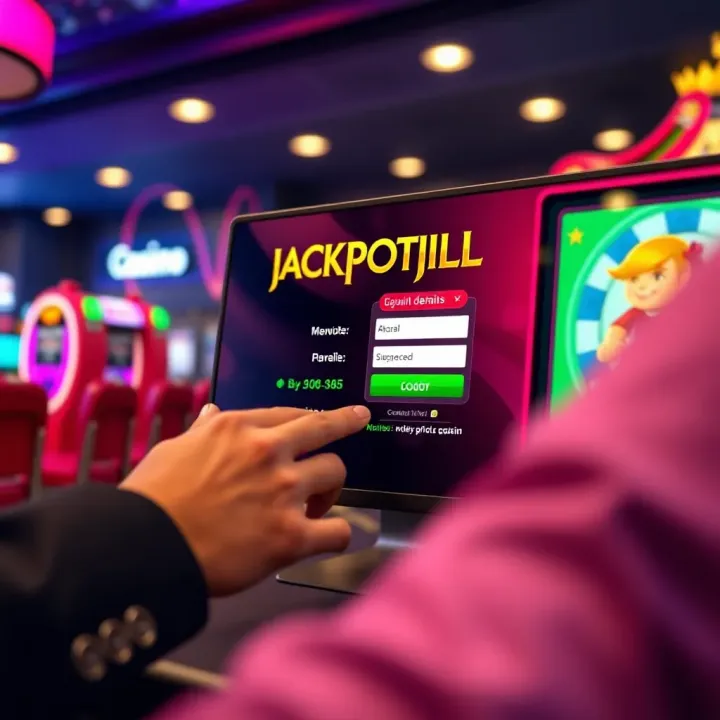 User entering login details on Jackpot Jill online casino interface designed for Australian players