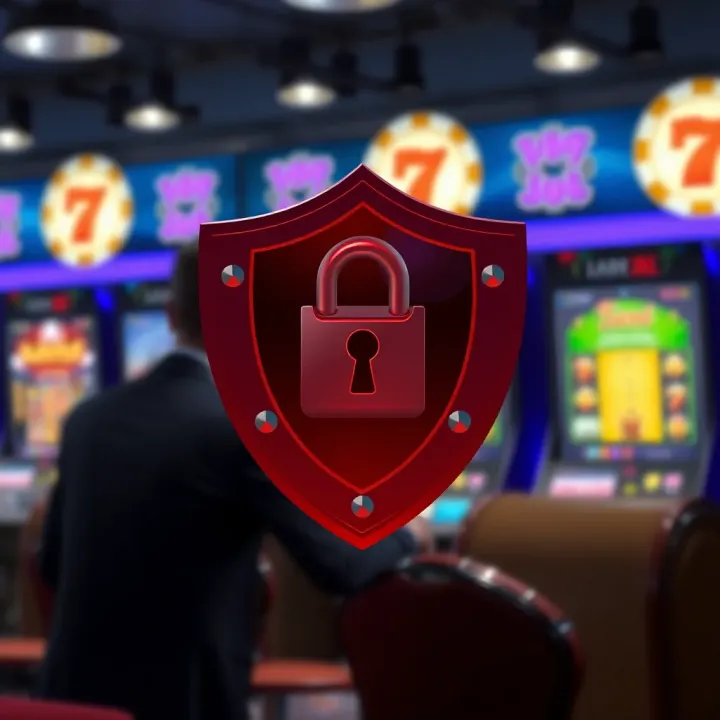 Illustration of secure online gaming with shield and lock symbols