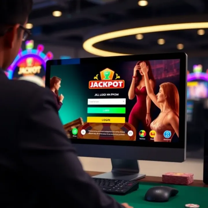 User accessing Jackpot Jill platform through secure login interface on a desktop screen