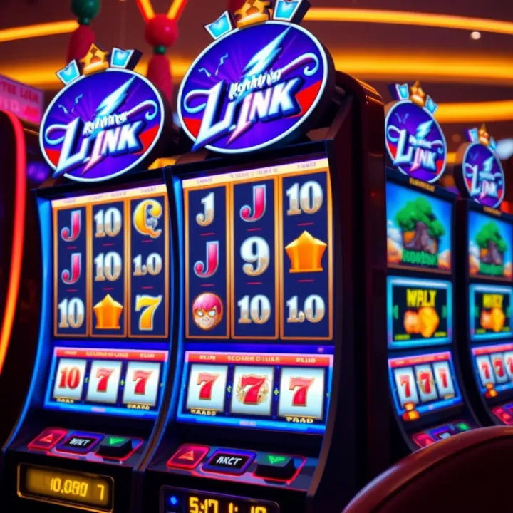 Brightly lit online Lightning Link pokie game interface featuring reels and jackpot displays