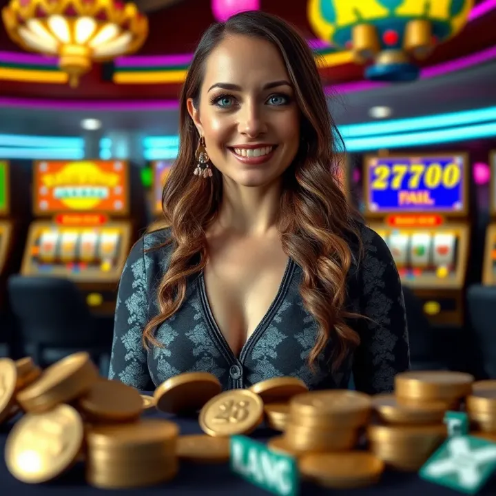 Illustration of jackpot prize mechanics with coins and symbols representing winning combinations