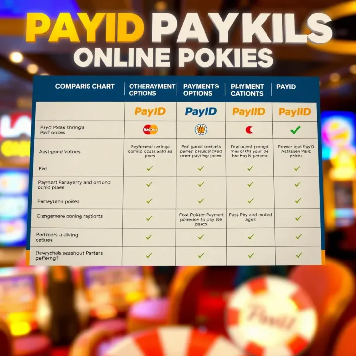 Comparing PayID with Other Payment Options for Online Pokies Comparison chart showcasing different payment methods available for Australian online pokies highlighting PayID benefits