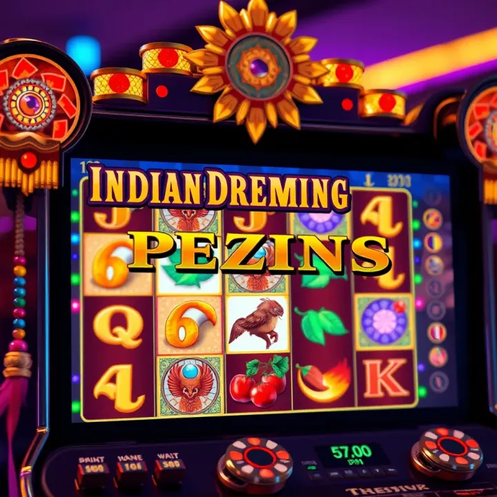 Indian Dreaming Slot Game Interface with Thematic Symbols Colorful Indian Dreaming slot game interface featuring native symbols and dreamcatcher motifs