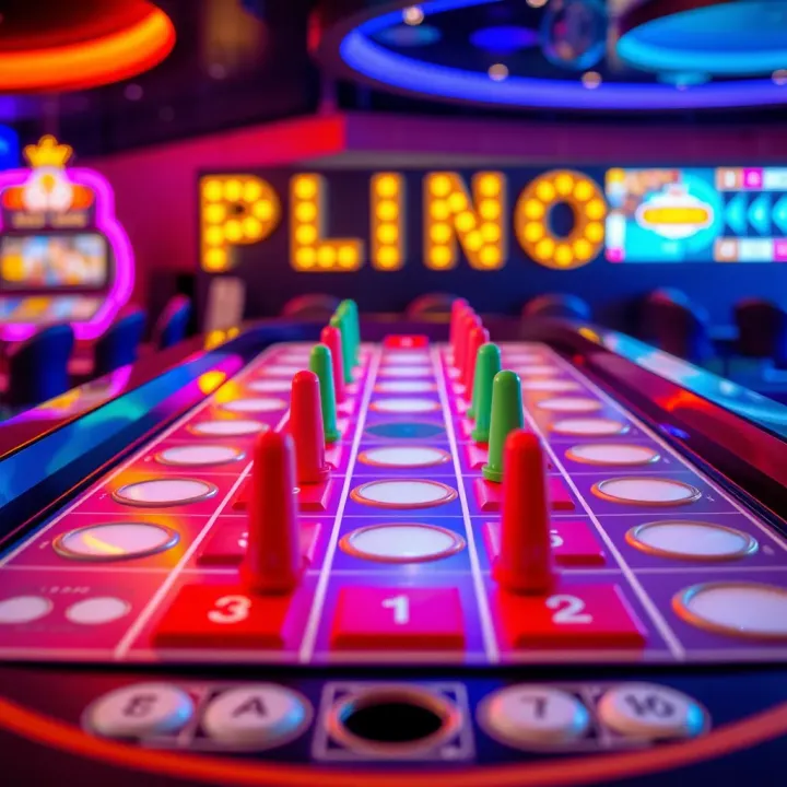 Plinko game board featuring colored pegs and slots for betting outcomes