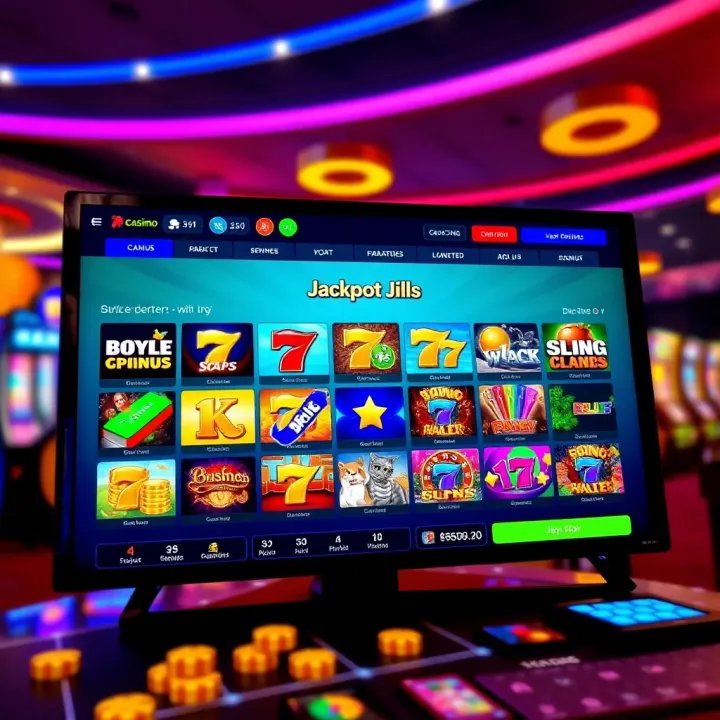 A vibrant online casino interface showcasing a variety of colorful slot games and betting options