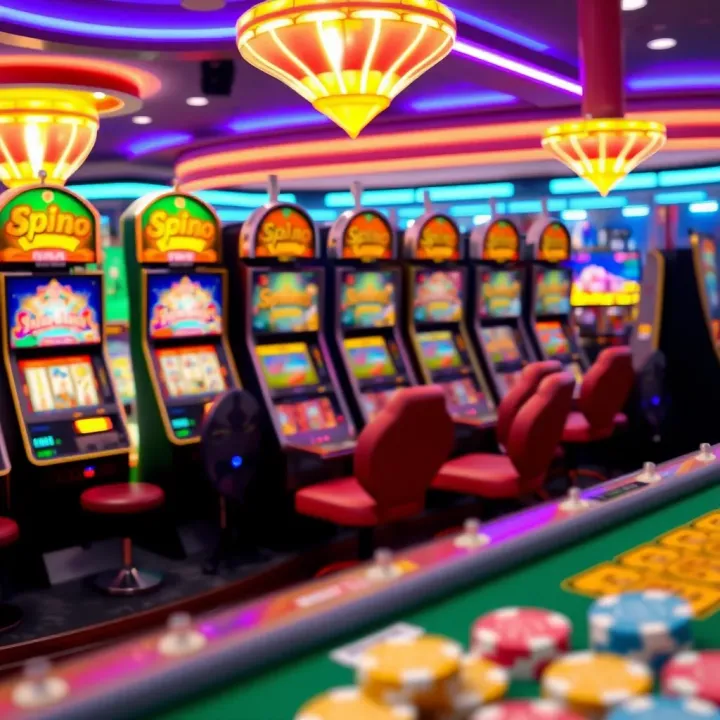 Spinjo Casino Game Variety Colorful online casino game interface showcasing diverse slot machines and table games