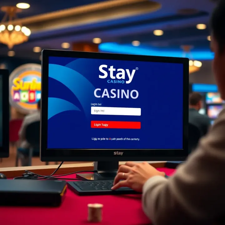 User logging into Stay Casino on a computer with a secure connection