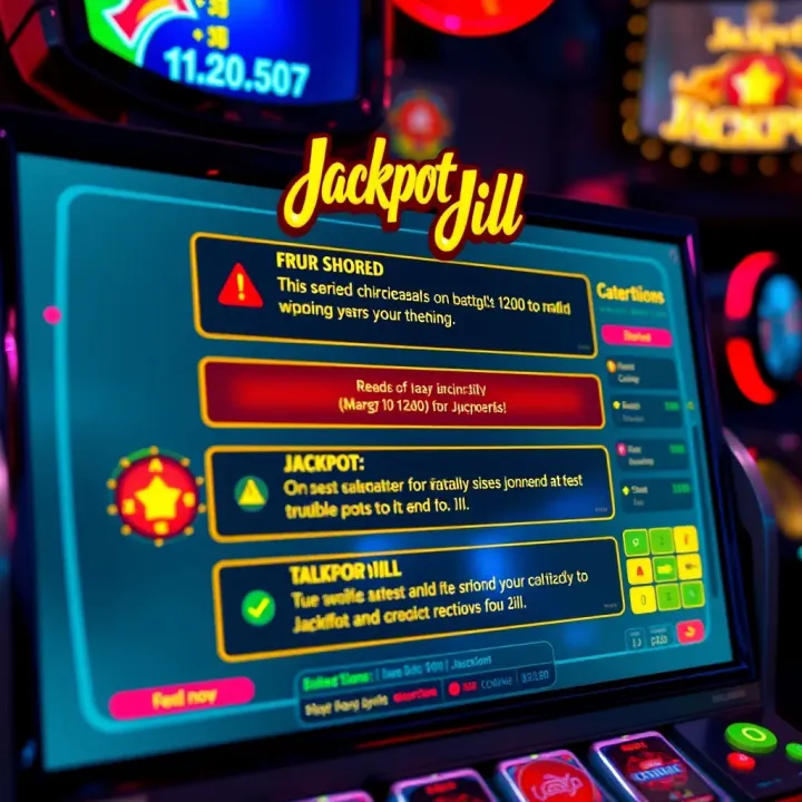 User interface of Jackpot Jill showing error notifications and troubleshooting options