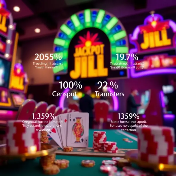 Types of Bonuses and Terms in Jackpot Jill Promotions Illustration of various types of casino bonuses with a focus on no deposit rewards