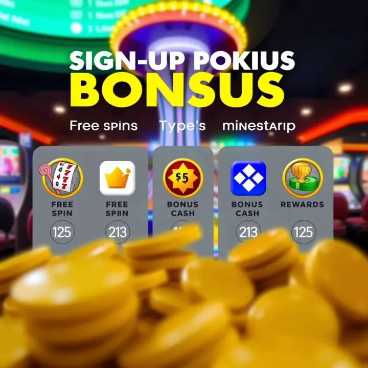 Graphic showing different types of sign-up bonuses with icons representing free spins, bonus cash, and rewards