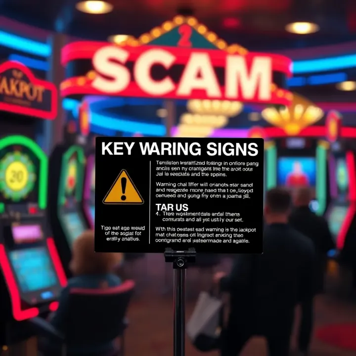 Key Warning Signs of the Jackpot Jill Scam Graphic illustrating common warning signs and tactics used in the Jackpot Jill scam