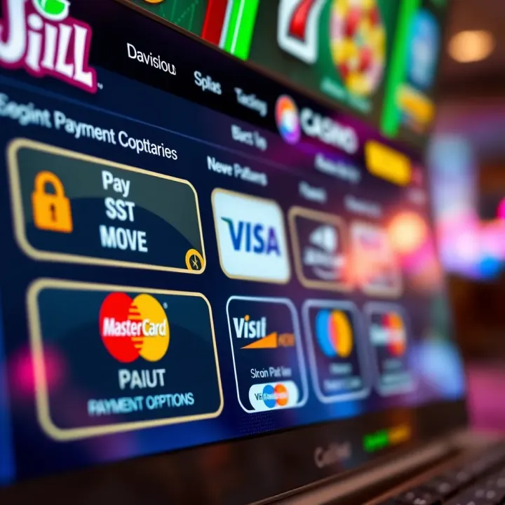 Secure Payment Methods Available at Jackpot Jill Secure digital payment options displayed on a casino gaming website