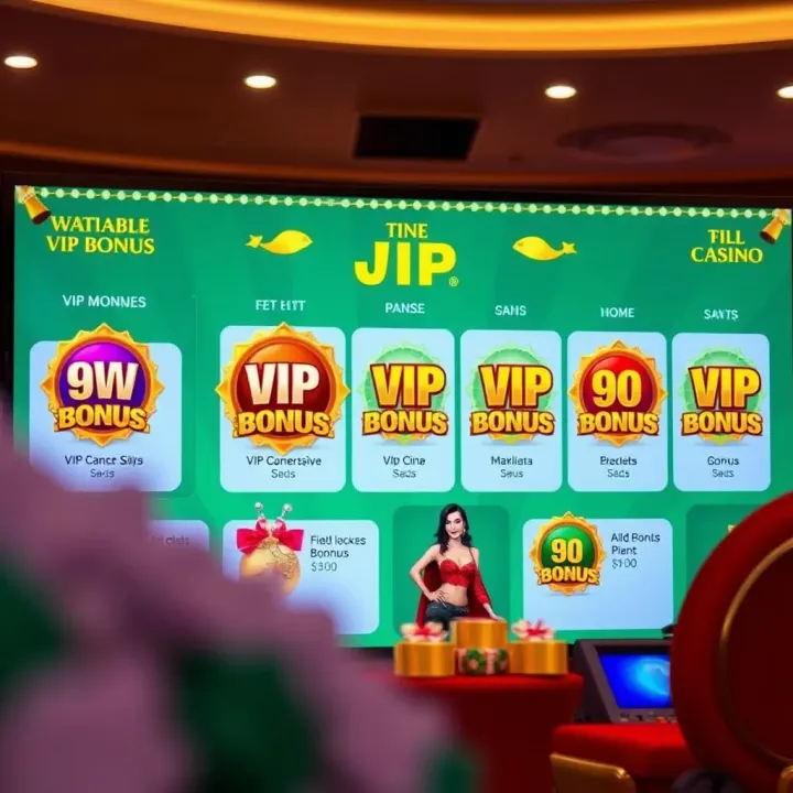 Graphic showing various VIP bonus rewards available on an online casino platform
